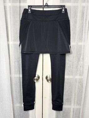 Athleta Womens Skirted Leggings Black Peak Power 2-in-1 Pants S Outdoor Running